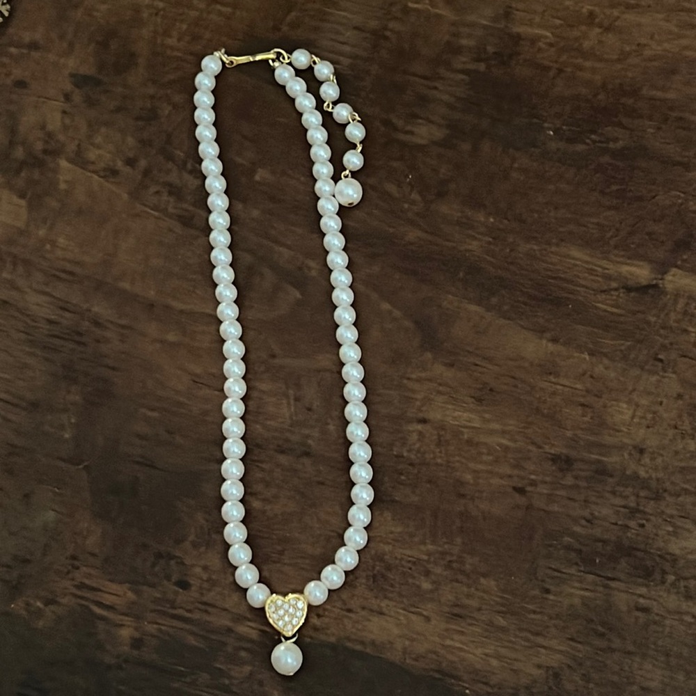 Cute Costume Jewelry Pearl Necklace With Heart